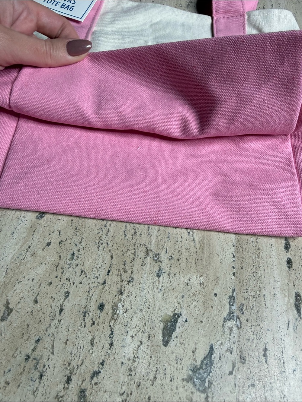 Trader Joe's Pastel Pink Mini Canvas Tote - Picture 5 of 8